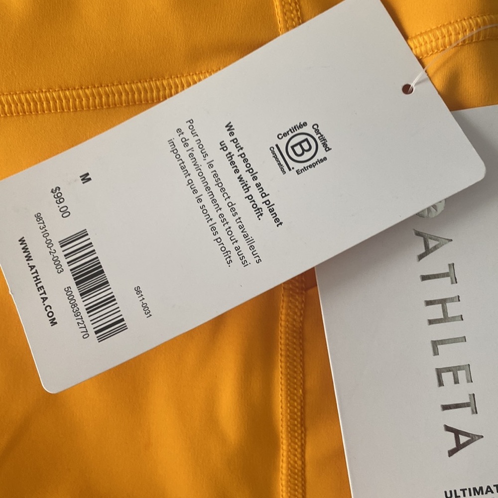Athleta Capri Medium Workout Ultimate Stash II Capri Radiant Sunrise Yellow NWT - Picture 8 of 10